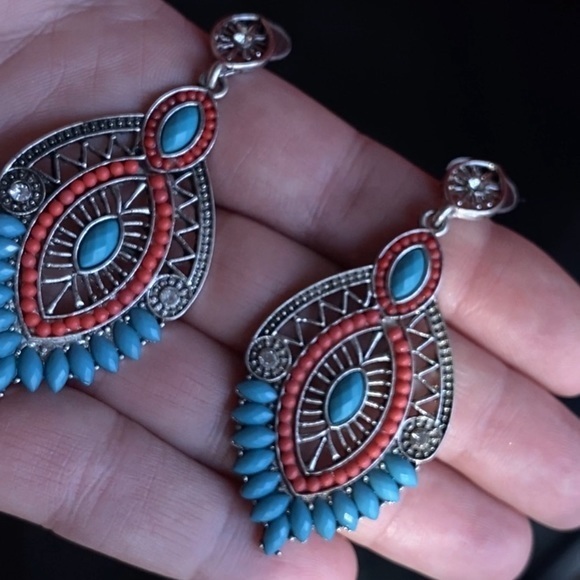 Vintage Tribal Dangle Earrings - Picture 1 of 6